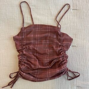Plaid adjustable cinch crop top - urban outfitters